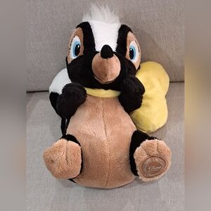 Disney Store Bambi's Flower The Skunk 10” Plush W/Yellow Bow